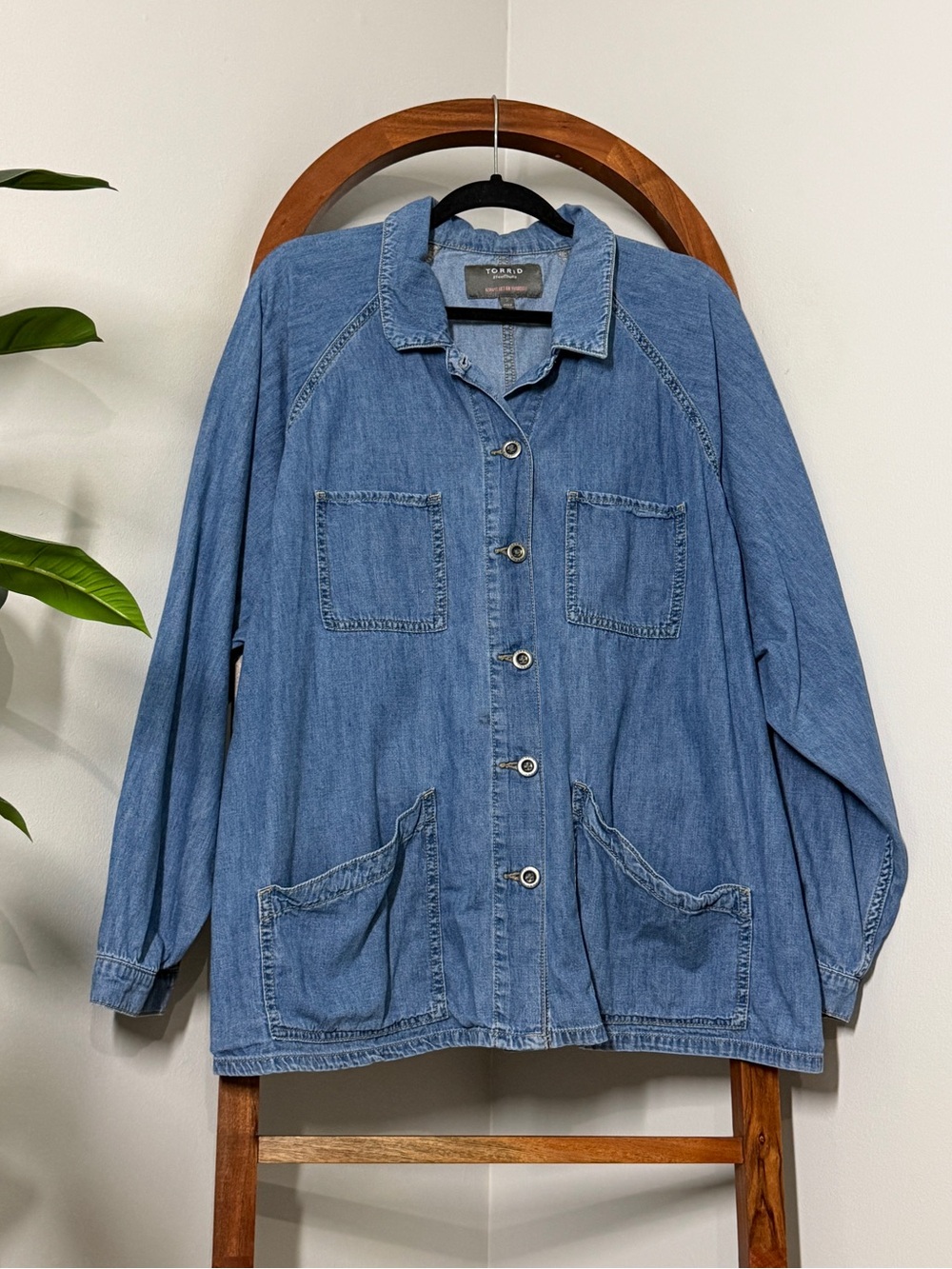 Torrid 3X Denim Raglan Chore Jacket